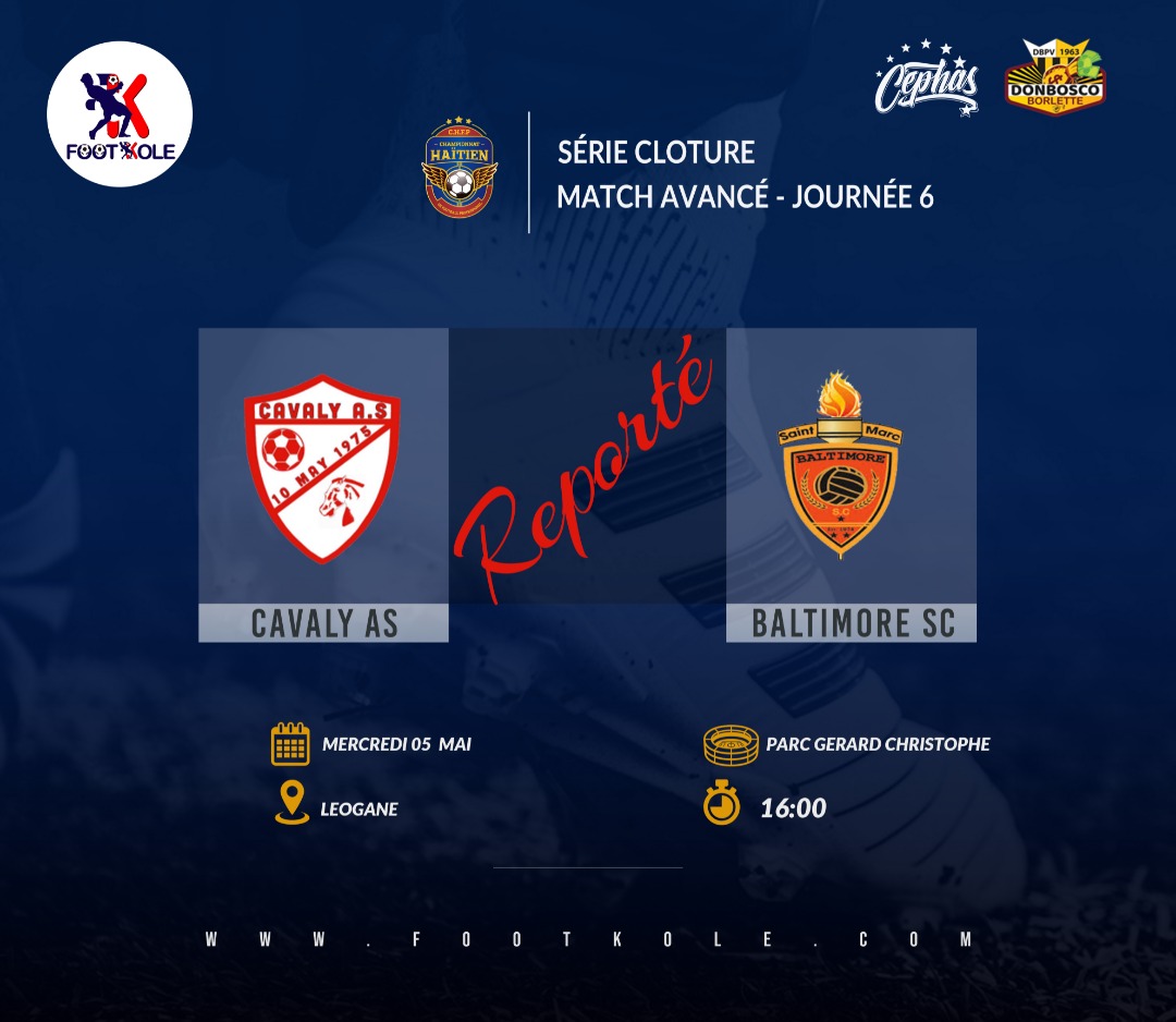 CHFP 2020-2021 / SERIE CLÔTURE: CAVALY AS – BALTIMORE SC ANNULÉ