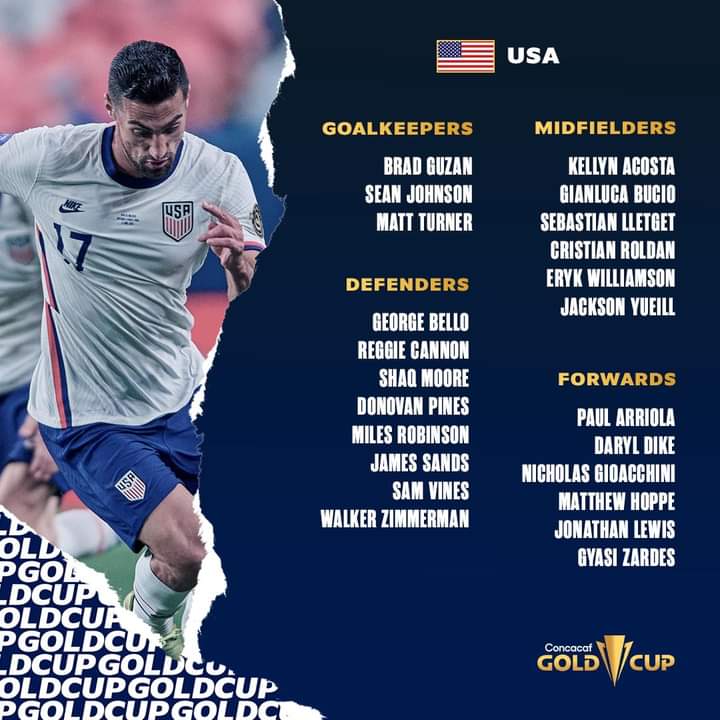 COUPE D’OR 2021 : LA LISTE DES 23 JOUEURS DES ÉTATS-UNIS