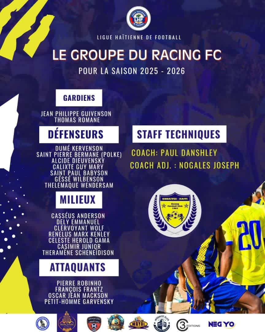 Ligue Haitïenne de Football : Le groupe du Racing FC des Gonaïves pour affronter le Real Hope FA