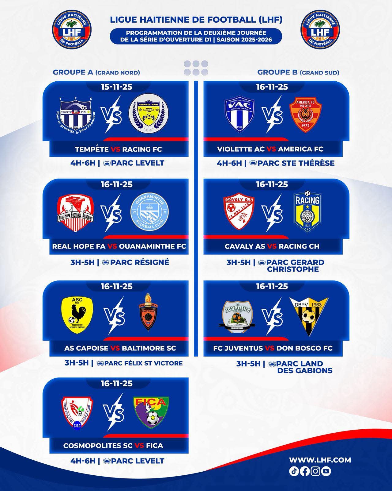 LHF : LE CALENDRIER CONFIRMATIF DE LA DEUXIÈME JOURNÉE PUBLIÉ