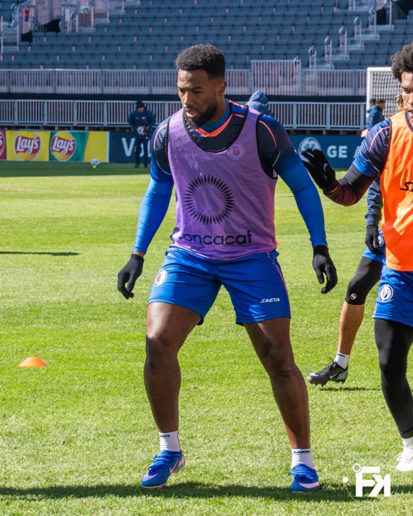 Travail technique de Duckens Nazon à l’entraînement en préparation du match contre la Tunisie